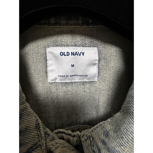 Old Navy Blue Denim Jacket Womens Medium Light Wash Trucker Distressed 1984 - Picture 4 of 13